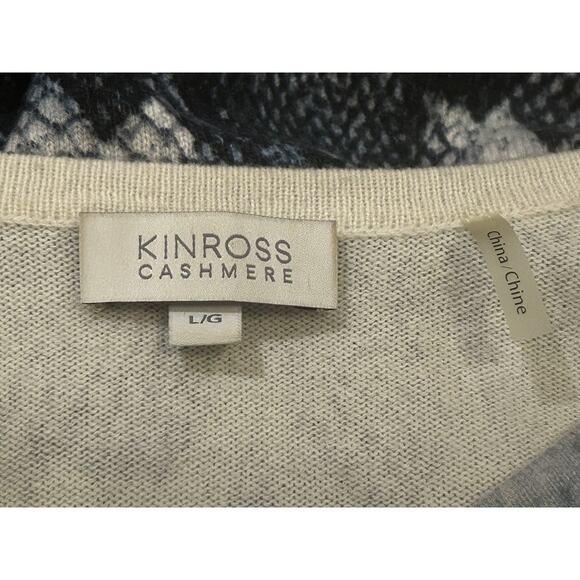 Kinross Cashmere Snake Skin Cashmere Button Up Cardigan size L - Picture 3 of 3